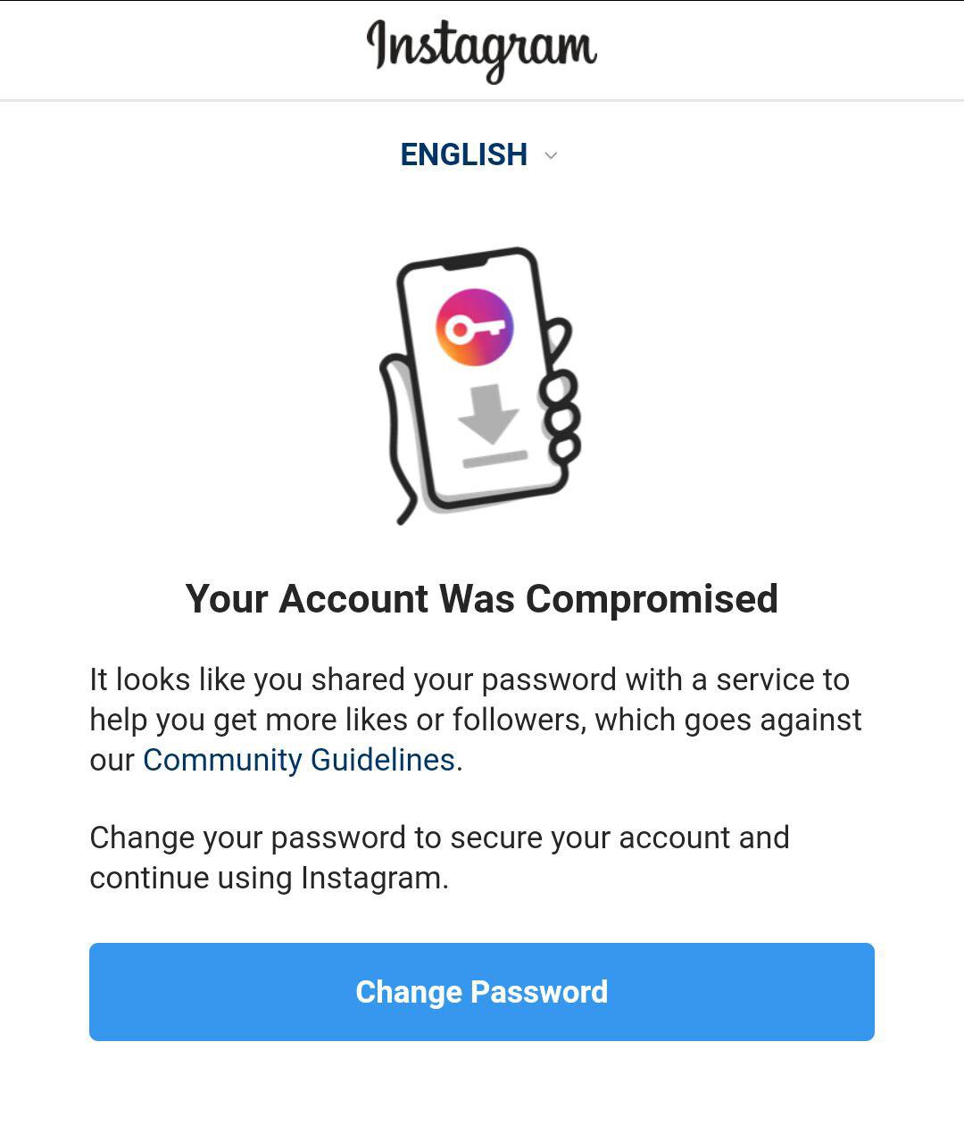 your account was compromised حساب شما در خطر است