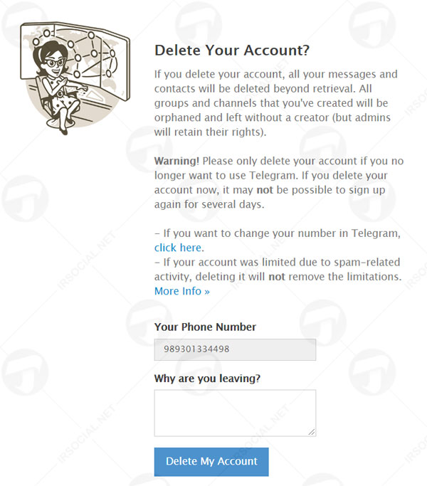 آموزش حذف اکانت تلگرام و دیلیت اکانت تلگرام به صورت دائمی به زبان فارسی و تصویری